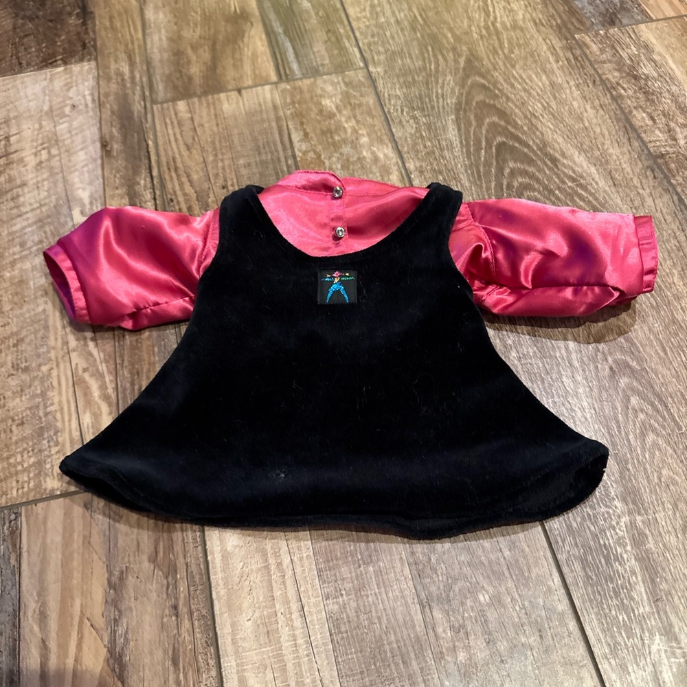 American Girl Doll Black Velvet Dress with Pink Satin Shirt
